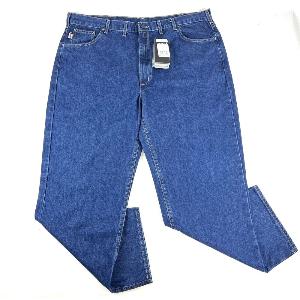 Carhartt Mens Flame Resistant Signature Denim Jean Relaxed Fit 44 X 33 Cat 2 NWT